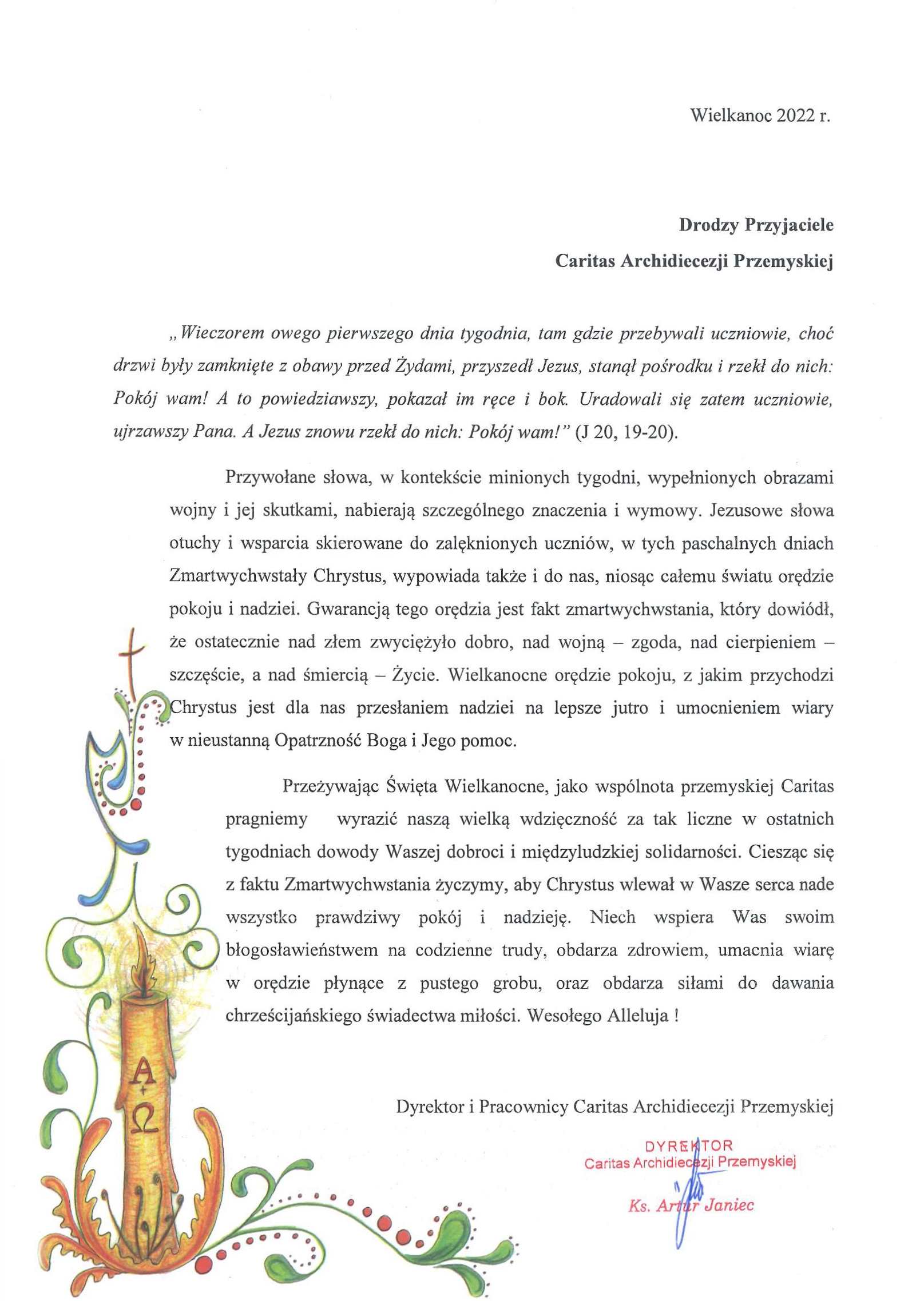 Życzenia Wielkanocne od Caritas Przemyśl
